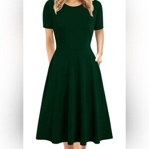Dark Green Fit & Flare Dress